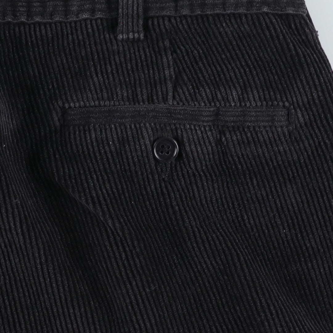 Wide ribbed two-pleat corduroy pants, men's size W34 cotton dark chocolate Vintage Second Hand