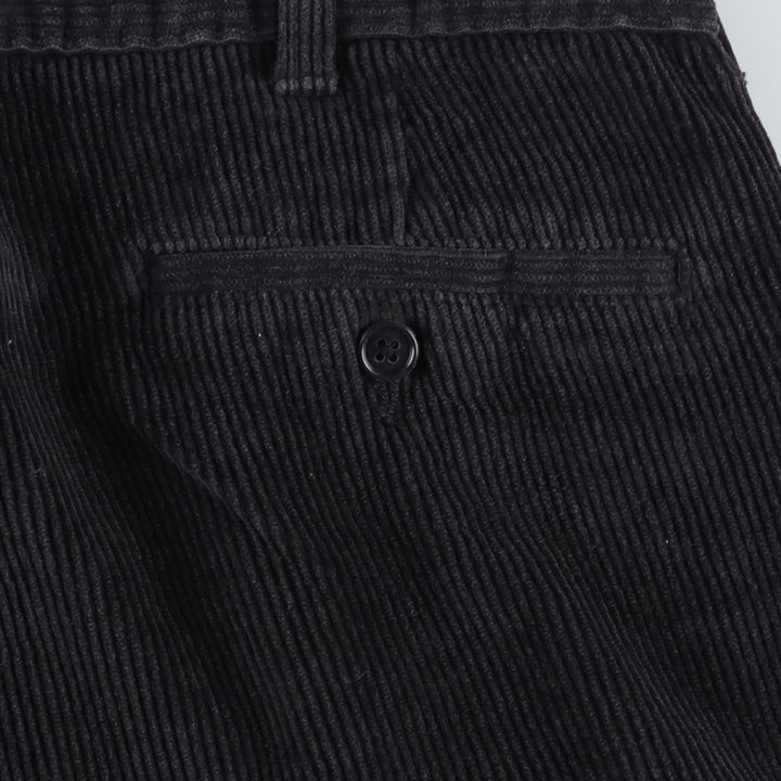 Wide ribbed two-pleat corduroy pants, men's size W34 cotton dark chocolate Vintage Second Hand