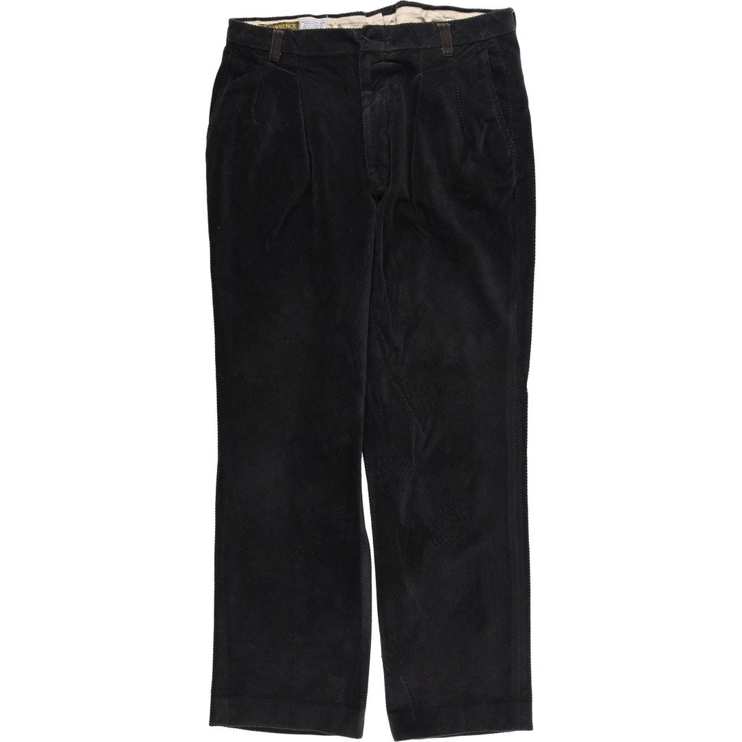 Vintage 80s-90'S Lawrence two-pleat corduroy pants, made in the USA, men's size 34. unclear black type Vintage Second Hand