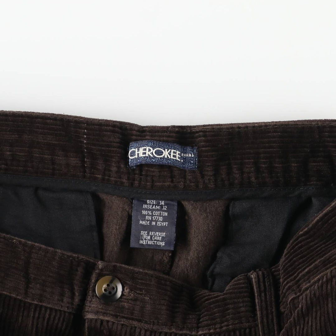 CHEROKEE Corduroy Pants Men's Size 34 cotton brown type Vintage Second Hand