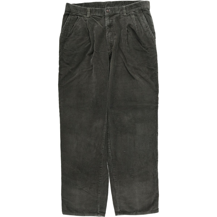 90'S St. John's Bay Two-pleat Corduroy Pants, Men's Size 36 cotton Khaki type sage green Vintage Second Hand