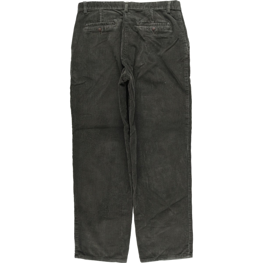 90'S St. John's Bay Two-pleat Corduroy Pants, Men's Size 36 cotton Khaki type sage green Vintage Second Hand