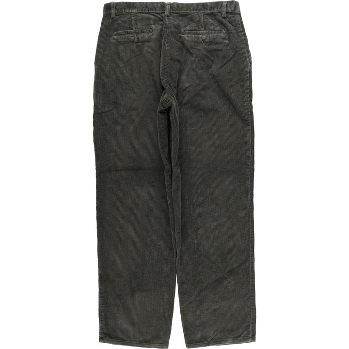 90'S St. John's Bay Two-pleat Corduroy Pants, Men's Size 36 cotton Khaki type sage green Vintage Second Hand
