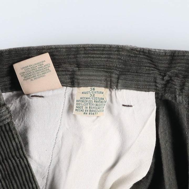 90'S St. John's Bay Two-pleat Corduroy Pants, Men's Size 36 cotton Khaki type sage green Vintage Second Hand