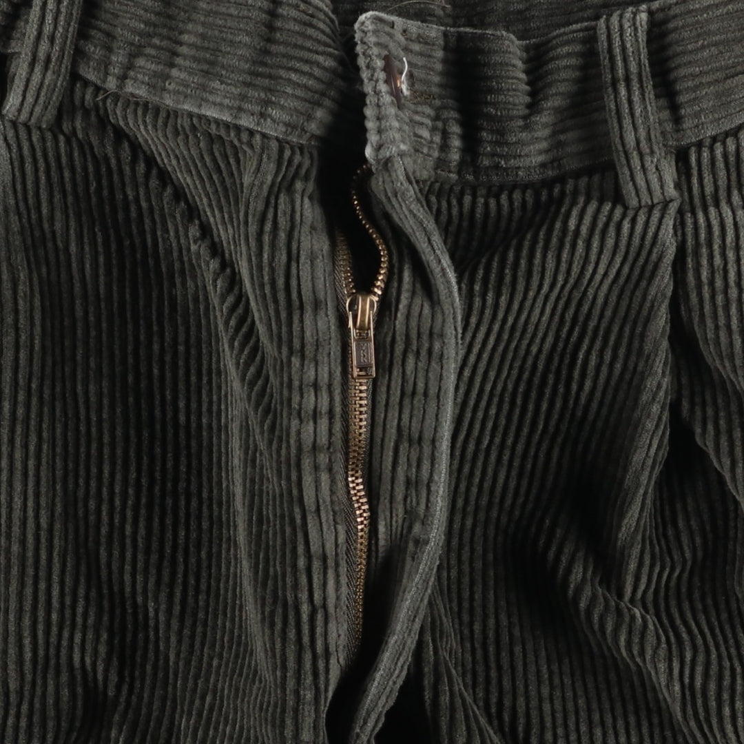 90'S St. John's Bay Two-pleat Corduroy Pants, Men's Size 36 cotton Khaki type sage green Vintage Second Hand