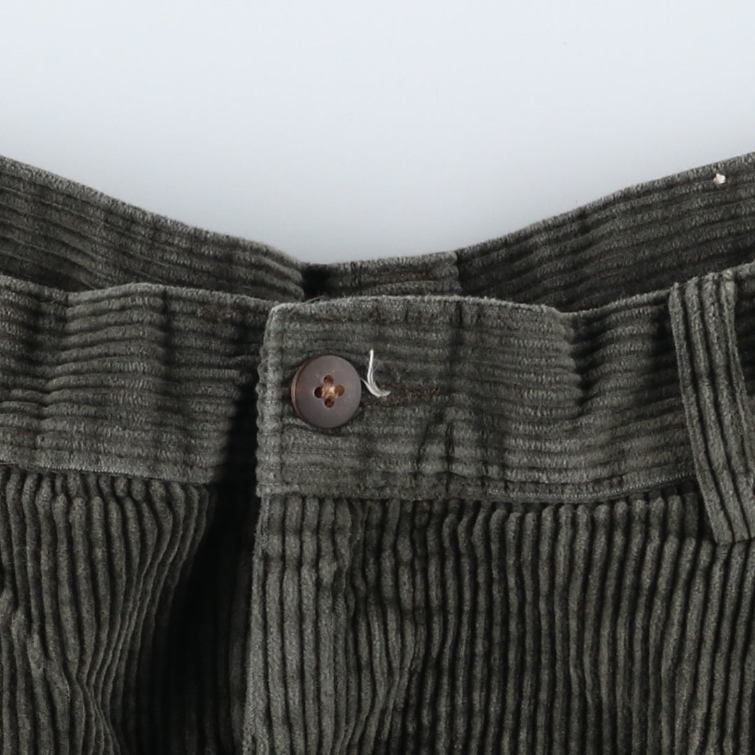 90'S St. John's Bay Two-pleat Corduroy Pants, Men's Size 36 cotton Khaki type sage green Vintage Second Hand