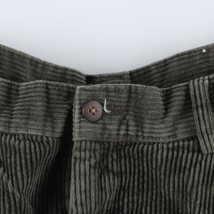 90'S St. John's Bay Two-pleat Corduroy Pants, Men's Size 36 cotton Khaki type sage green Vintage Second Hand