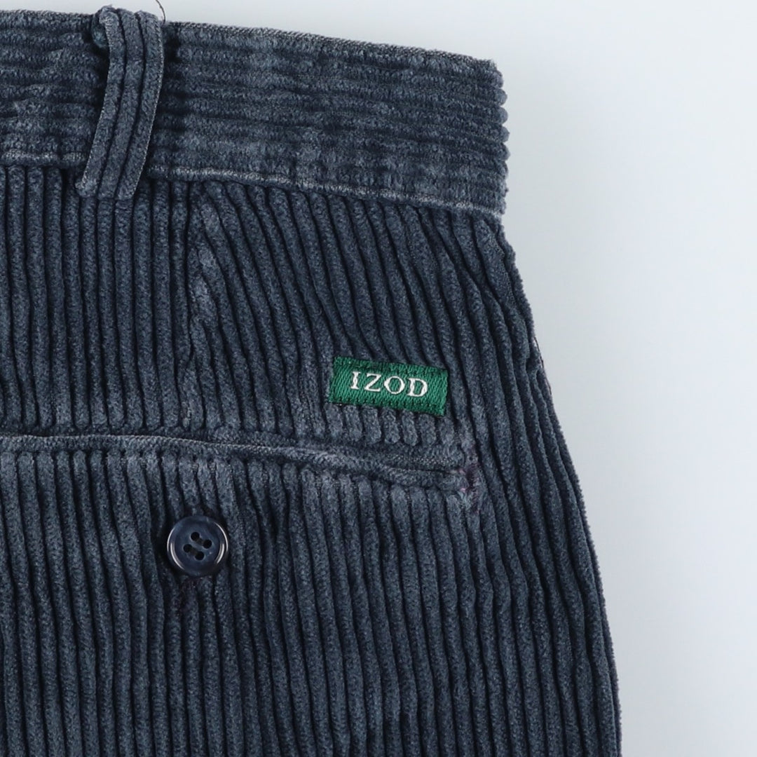 IZOD Two-pleat Corduroy Pants, Men's, Size 36 cotton navy blue type Vintage Second Hand