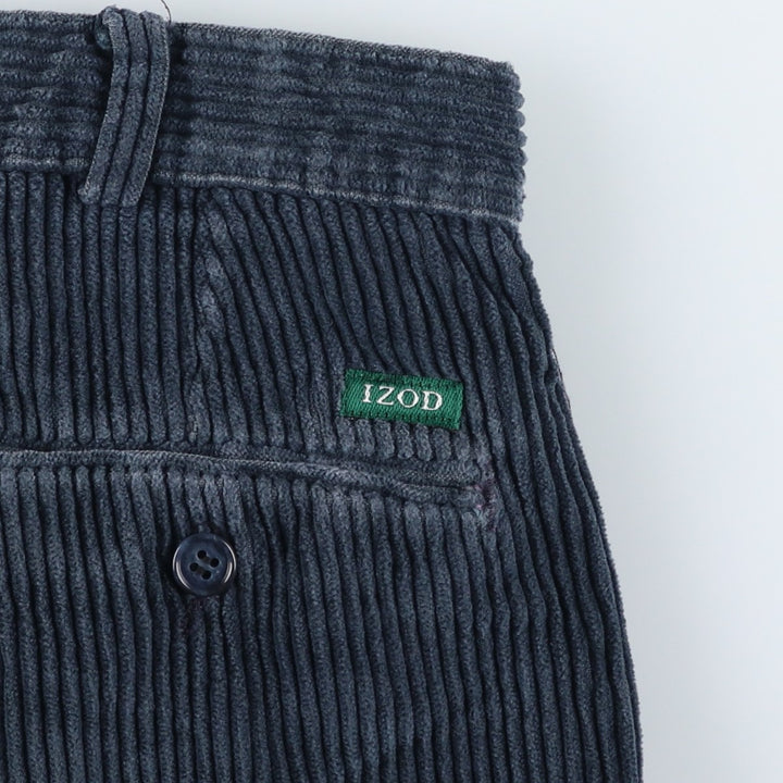 IZOD Two-pleat Corduroy Pants, Men's, Size 36 cotton navy blue type Vintage Second Hand