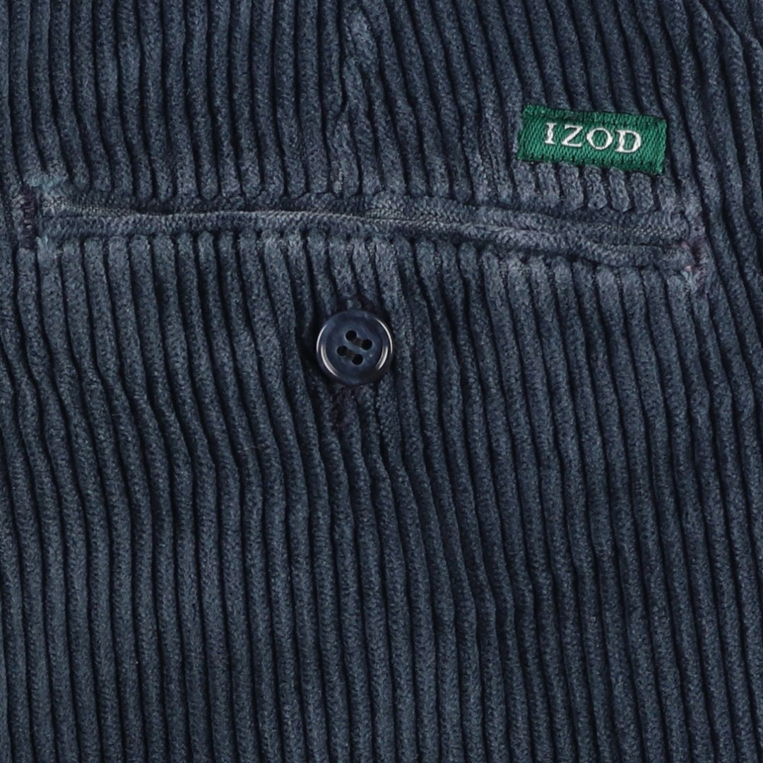 IZOD Two-pleat Corduroy Pants, Men's, Size 36 cotton navy blue type Vintage Second Hand