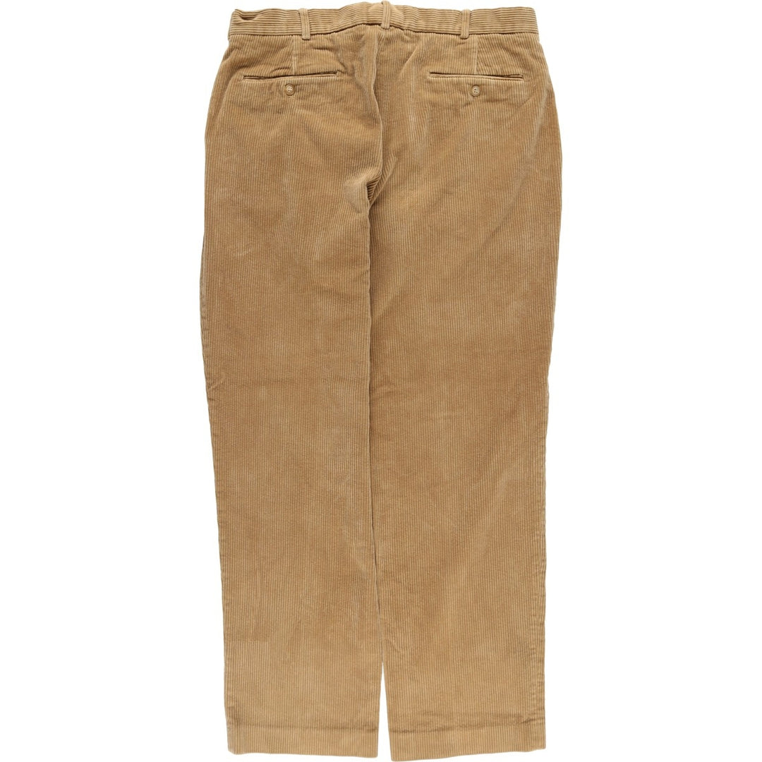 2000'S LANDS'END Two-pleat Wide-ribbed Corduroy Pants, Men's, Size W36 cotton Beige type Vintage Second Hand