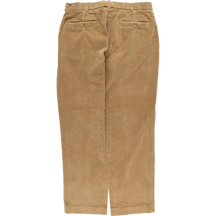 2000'S LANDS'END Two-pleat Wide-ribbed Corduroy Pants, Men's, Size W36 cotton Beige type Vintage Second Hand