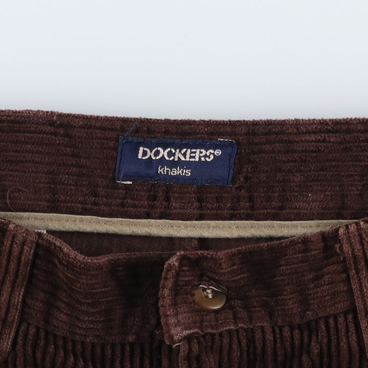Dockers Khakis Wide-Ribbed Two-Pleated Corduroy Pants, Men's, Size W33 cotton brown type Vintage Second Hand