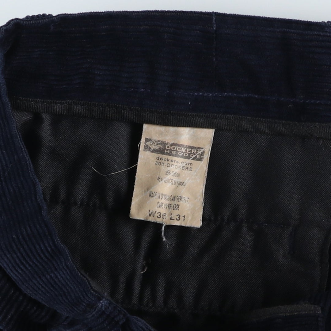 90'S Dockers Recode Two-Pleated Corduroy Pants, Men's, Size W35 cotton navy blue type Vintage Second Hand