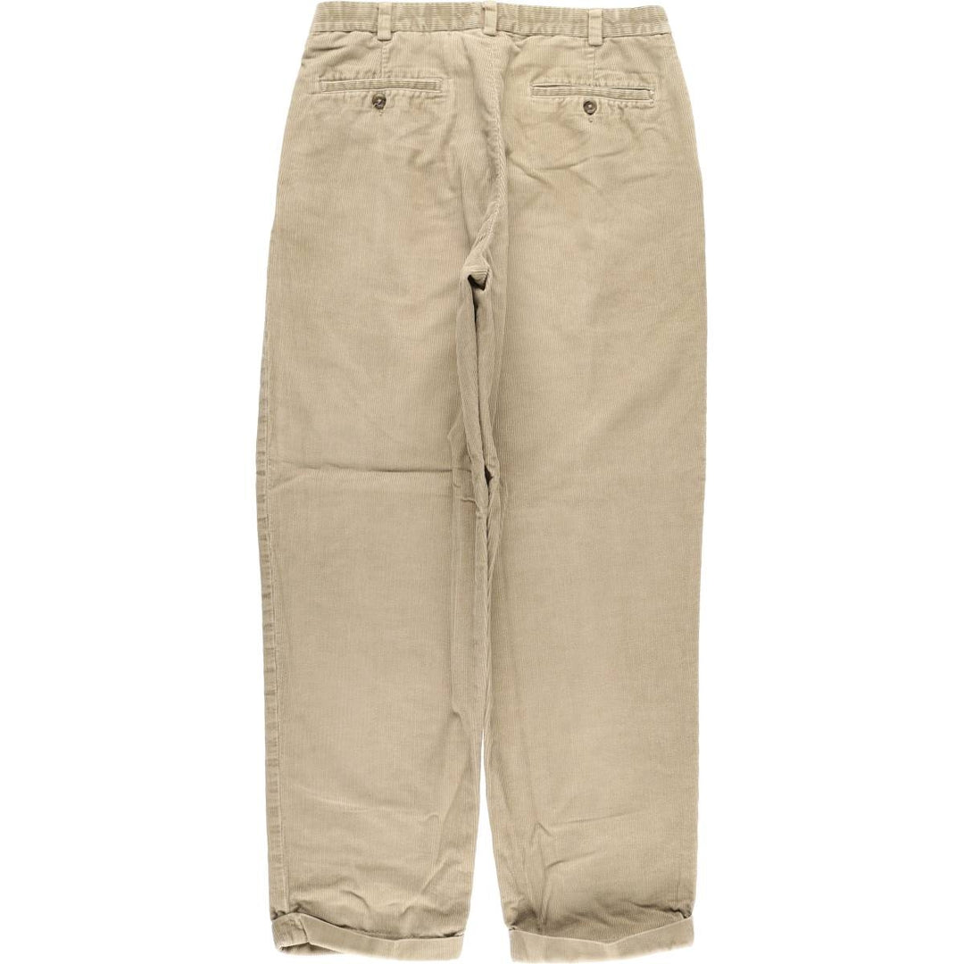 2000'S Eddie Bauer Two-pleat Corduroy Pants, Men's, Size W33 cotton beige type brown Vintage Second Hand