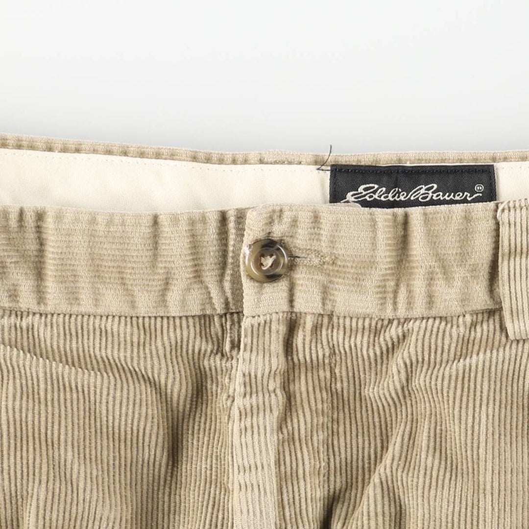 2000'S Eddie Bauer Two-pleat Corduroy Pants, Men's, Size W33 cotton beige type brown Vintage Second Hand