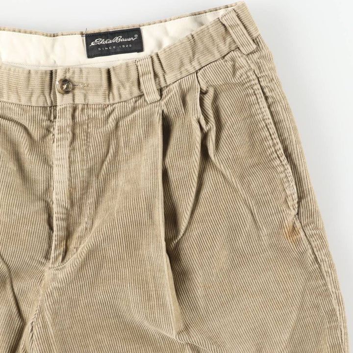 2000'S Eddie Bauer Two-pleat Corduroy Pants, Men's, Size W33 cotton beige type brown Vintage Second Hand