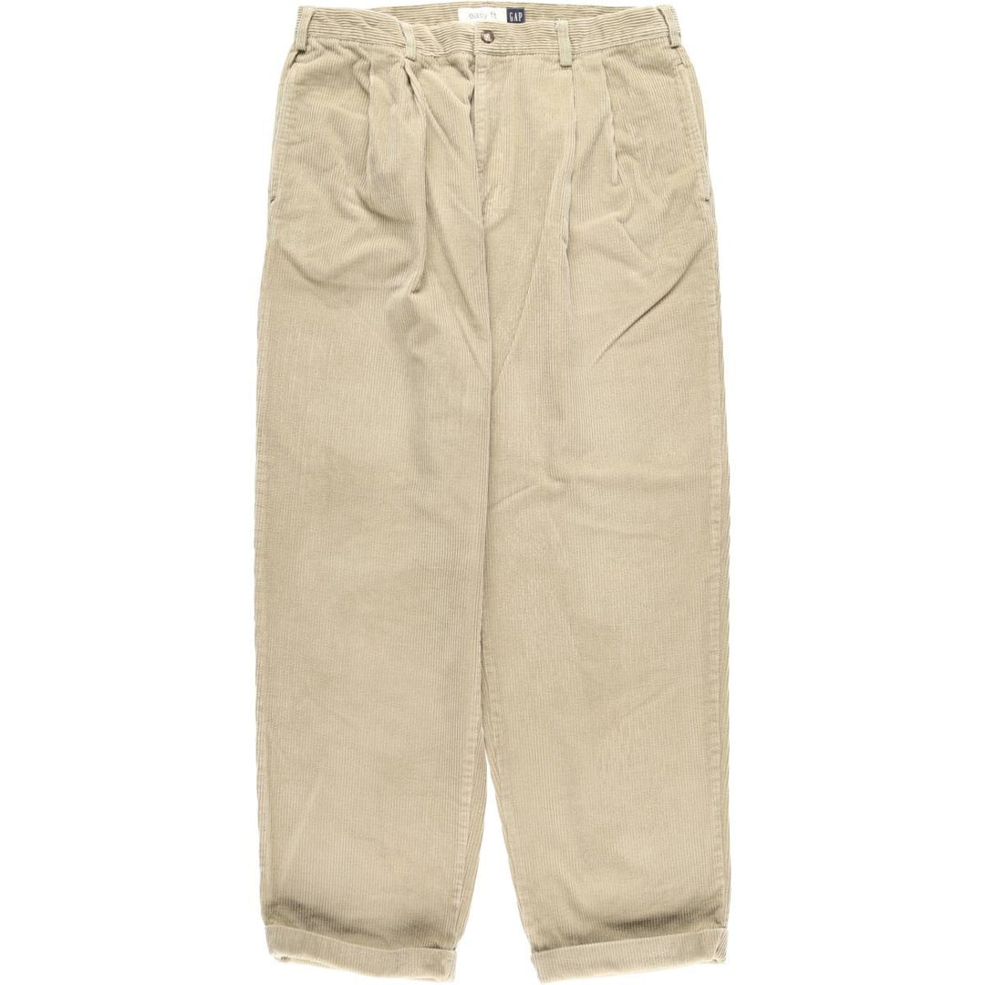90'S GAP EASY FIT Old Gap Two-pleat Corduroy Pants Men's Size 34 (Vintage) cotton beige type brown Vintage Second Hand