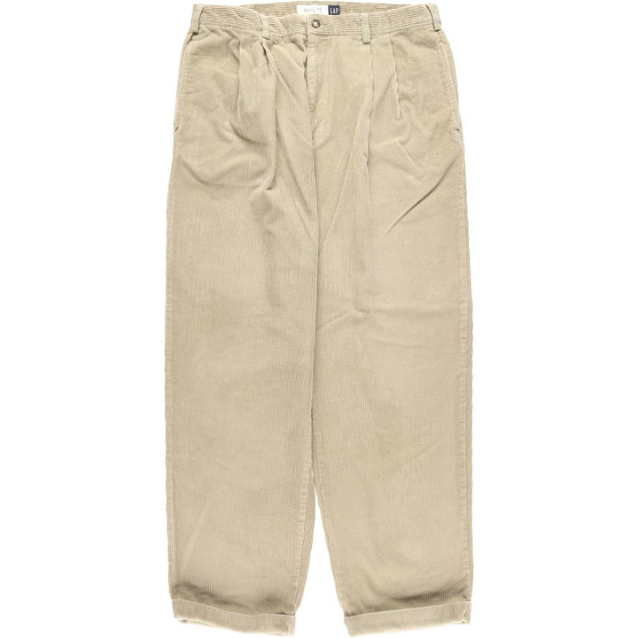 90'S GAP EASY FIT Old Gap Two-pleat Corduroy Pants Men's Size 34 (Vintage) cotton beige type brown Vintage Second Hand