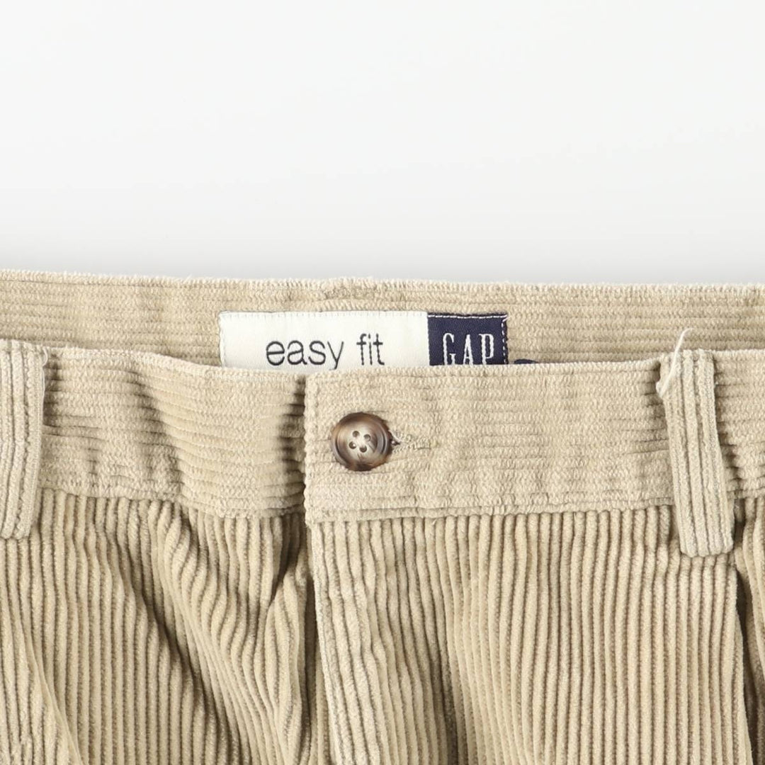 90'S GAP EASY FIT Old Gap Two-pleat Corduroy Pants Men's Size 34 (Vintage) cotton beige type brown Vintage Second Hand