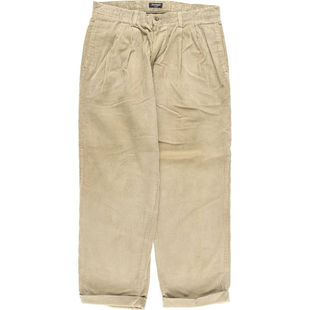 90'S Dockers Khakis Two-pleat Wide-ribbed Corduroy Pants, Men's, Size W35 cotton Beige type Vintage Second Hand