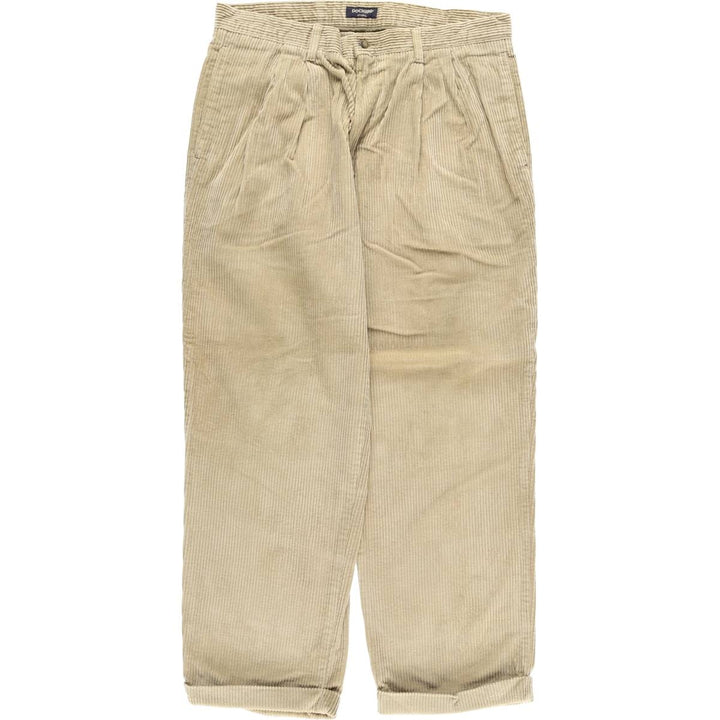 90'S Dockers Khakis Two-pleat Wide-ribbed Corduroy Pants, Men's, Size W35 cotton Beige type Vintage Second Hand