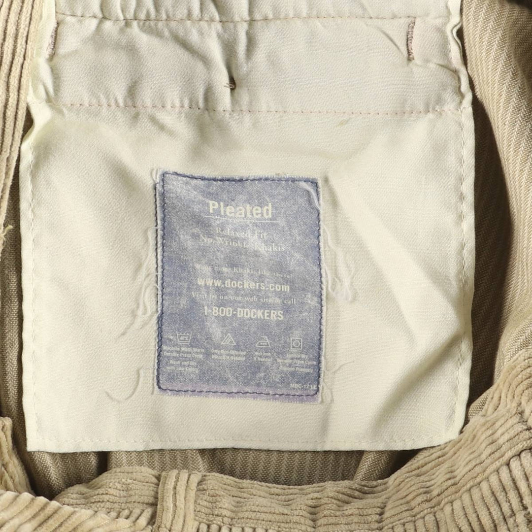 90'S Dockers Khakis Two-pleat Wide-ribbed Corduroy Pants, Men's, Size W35 cotton Beige type Vintage Second Hand