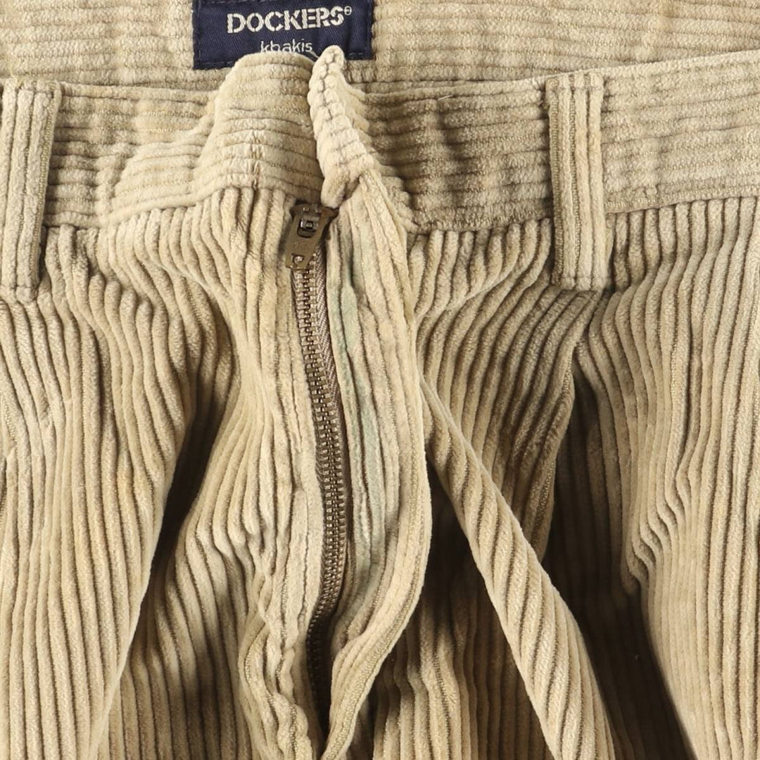 90'S Dockers Khakis Two-pleat Wide-ribbed Corduroy Pants, Men's, Size W35 cotton Beige type Vintage Second Hand