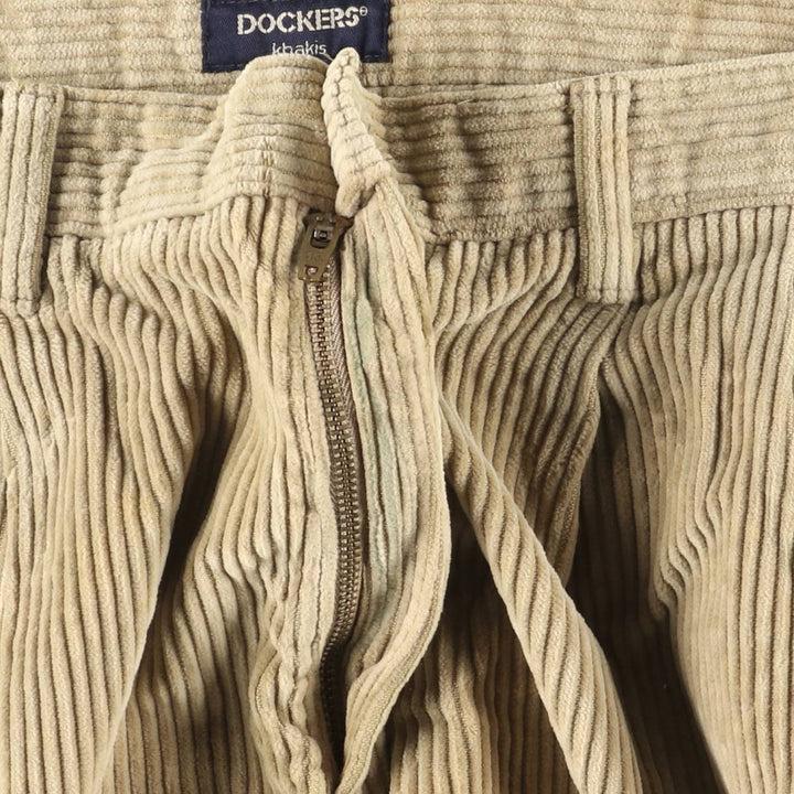 90'S Dockers Khakis Two-pleat Wide-ribbed Corduroy Pants, Men's, Size W35 cotton Beige type Vintage Second Hand