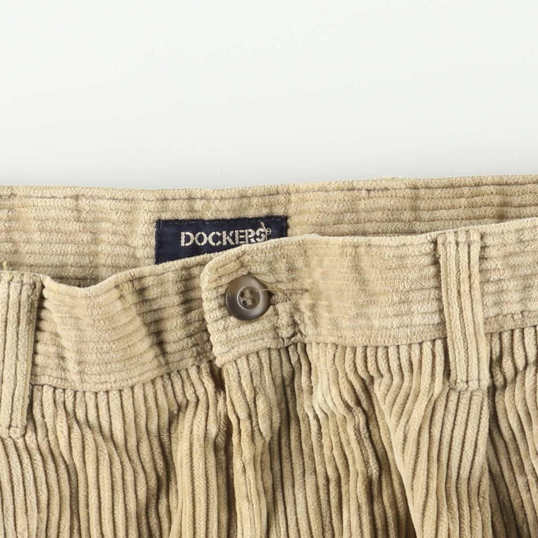 90'S Dockers Khakis Two-pleat Wide-ribbed Corduroy Pants, Men's, Size W35 cotton Beige type Vintage Second Hand