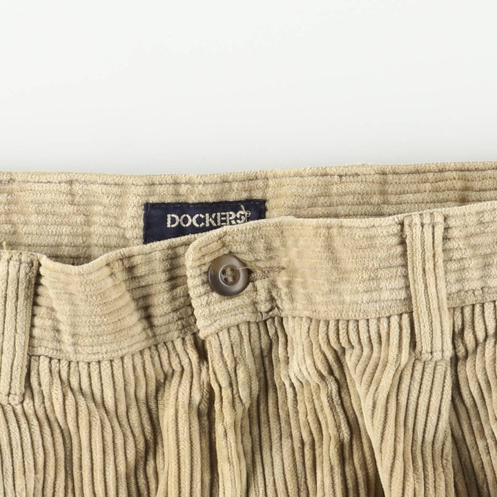 90'S Dockers Khakis Two-pleat Wide-ribbed Corduroy Pants, Men's, Size W35 cotton Beige type Vintage Second Hand