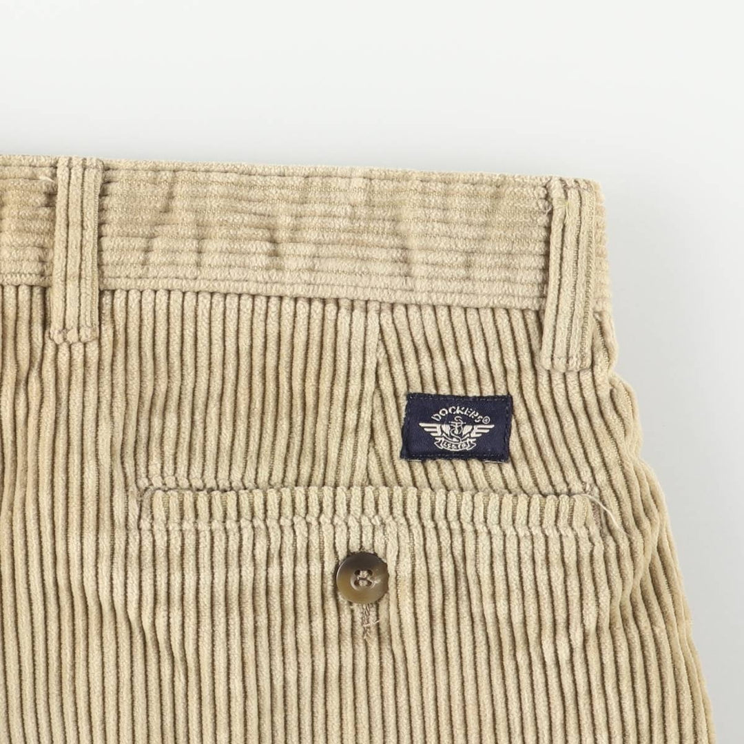 90'S Dockers Khakis Two-pleat Wide-ribbed Corduroy Pants, Men's, Size W35 cotton Beige type Vintage Second Hand