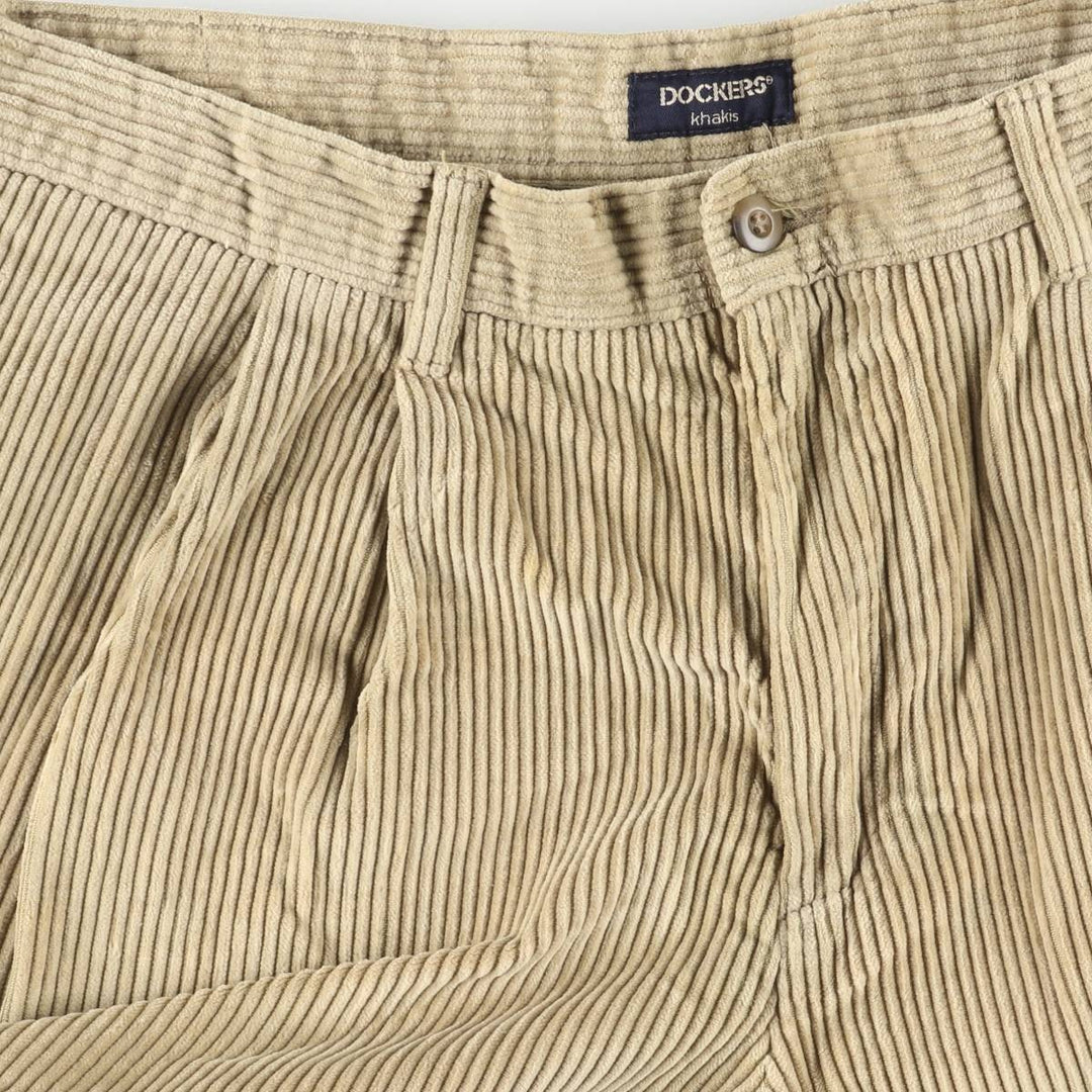 90'S Dockers Khakis Two-pleat Wide-ribbed Corduroy Pants, Men's, Size W35 cotton Beige type Vintage Second Hand