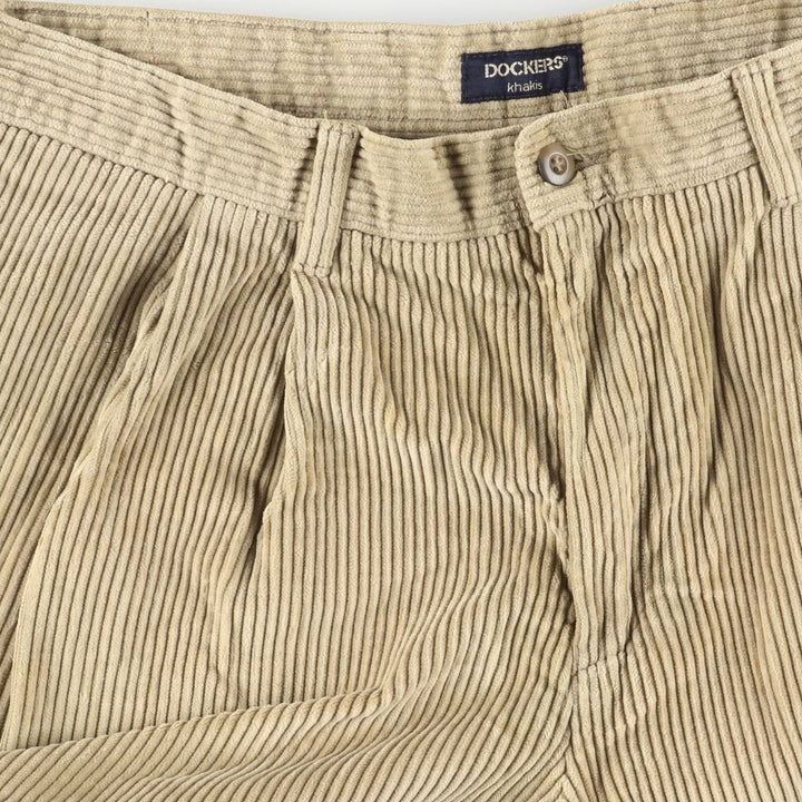 90'S Dockers Khakis Two-pleat Wide-ribbed Corduroy Pants, Men's, Size W35 cotton Beige type Vintage Second Hand