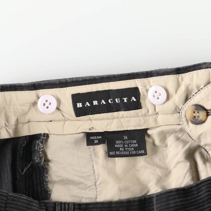 Baracuta BARACUTA wide-ribbed two-pleat corduroy pants, men's size W36 cotton Charcoal Vintage Second Hand