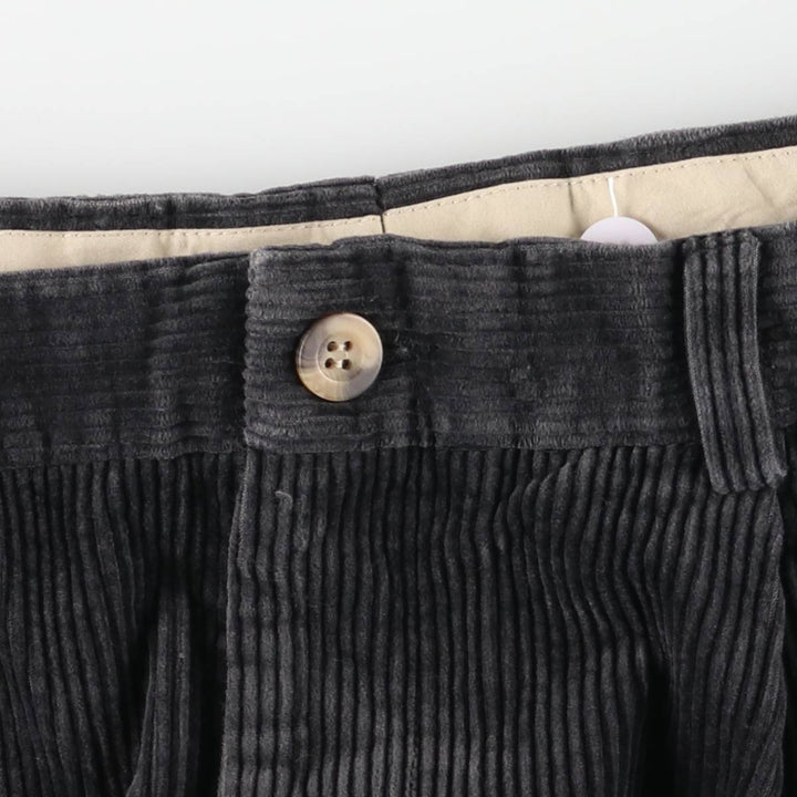 Baracuta BARACUTA wide-ribbed two-pleat corduroy pants, men's size W36 cotton Charcoal Vintage Second Hand