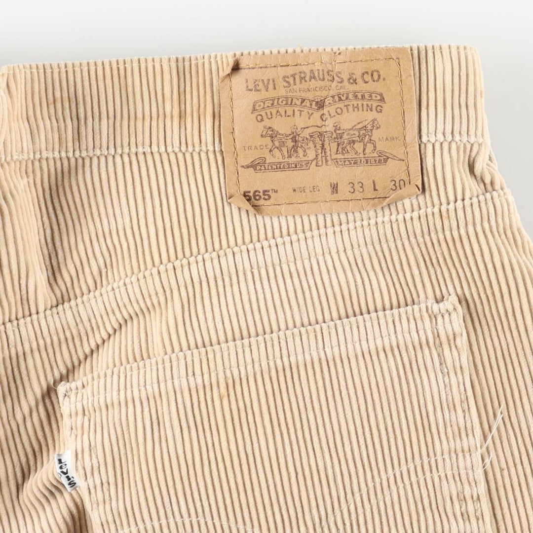 90s-00'S Vintage Levi's 565 Loose Fit Wide Leg Corduroy Pants, Men's Size W35 unclear brown type Vintage Second Hand