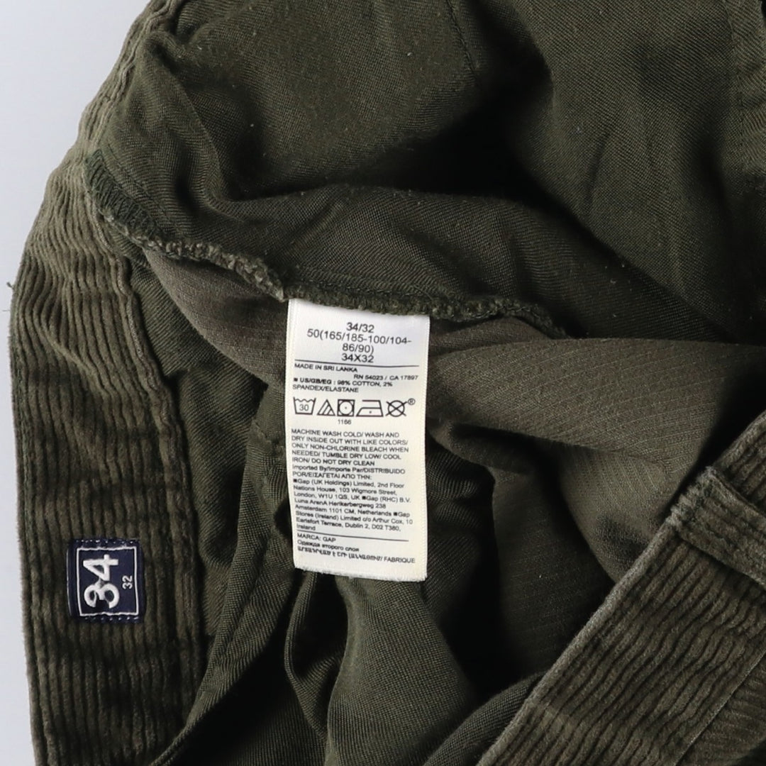 90'S GAP Old Gap Corduroy Pants Men's Vintage Size W35 cotton Khaki type sage green Vintage Second Hand