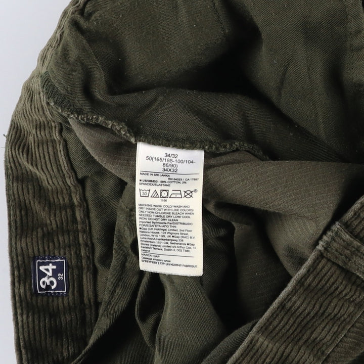 90'S GAP Old Gap Corduroy Pants Men's Vintage Size W35 cotton Khaki type sage green Vintage Second Hand