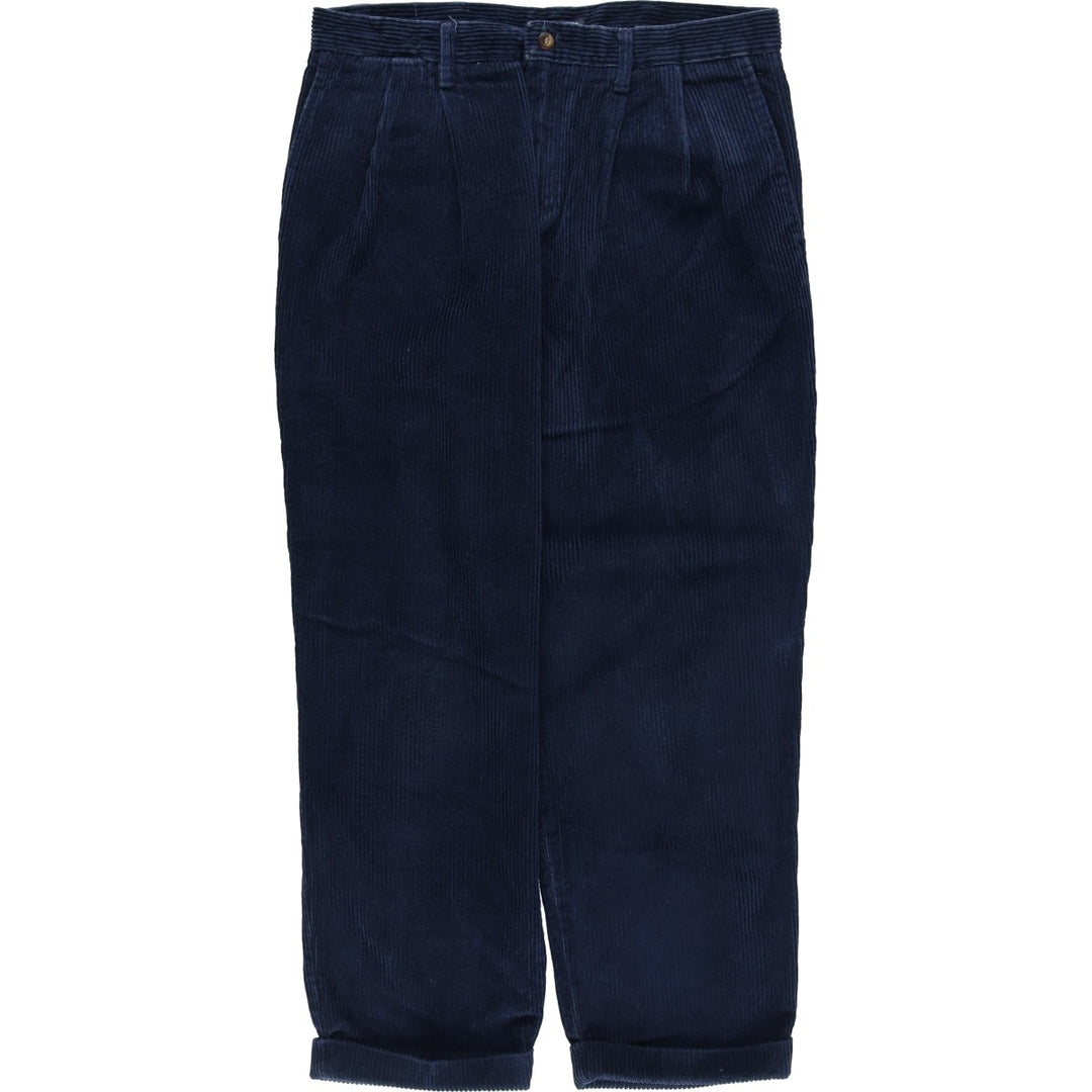 Dockers Khakis Wide-Ribbed Two-Pleated Corduroy Pants, Men's, Size W34 cotton Navy blue Vintage Second Hand