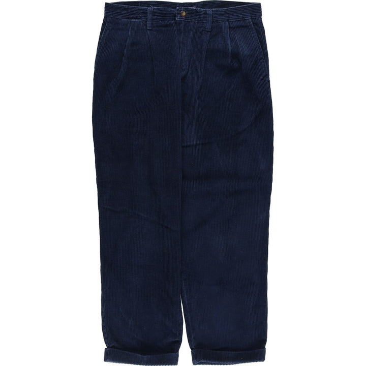 Dockers Khakis Wide-Ribbed Two-Pleated Corduroy Pants, Men's, Size W34 cotton Navy blue Vintage Second Hand
