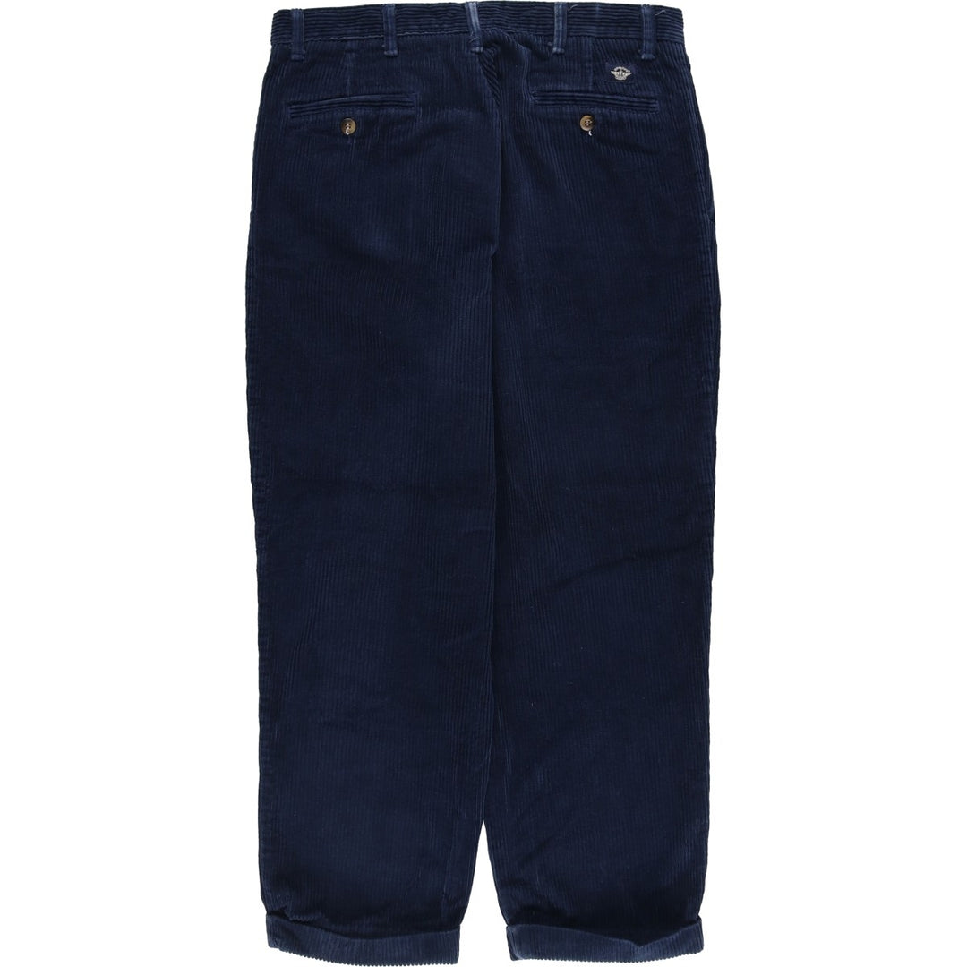 Dockers Khakis Wide-Ribbed Two-Pleated Corduroy Pants, Men's, Size W34 cotton Navy blue Vintage Second Hand