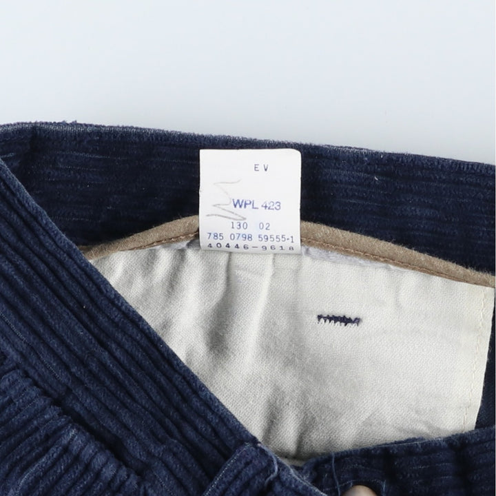 Dockers Khakis Wide-Ribbed Two-Pleated Corduroy Pants, Men's, Size W34 cotton Navy blue Vintage Second Hand