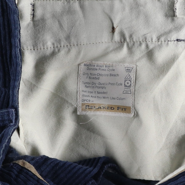 Dockers Khakis Wide-Ribbed Two-Pleated Corduroy Pants, Men's, Size W34 cotton Navy blue Vintage Second Hand