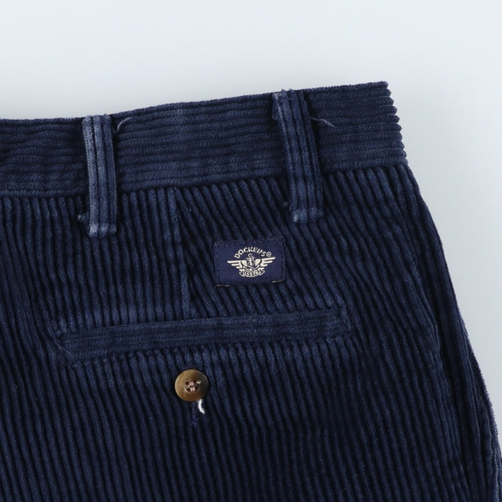 Dockers Khakis Wide-Ribbed Two-Pleated Corduroy Pants, Men's, Size W34 cotton Navy blue Vintage Second Hand
