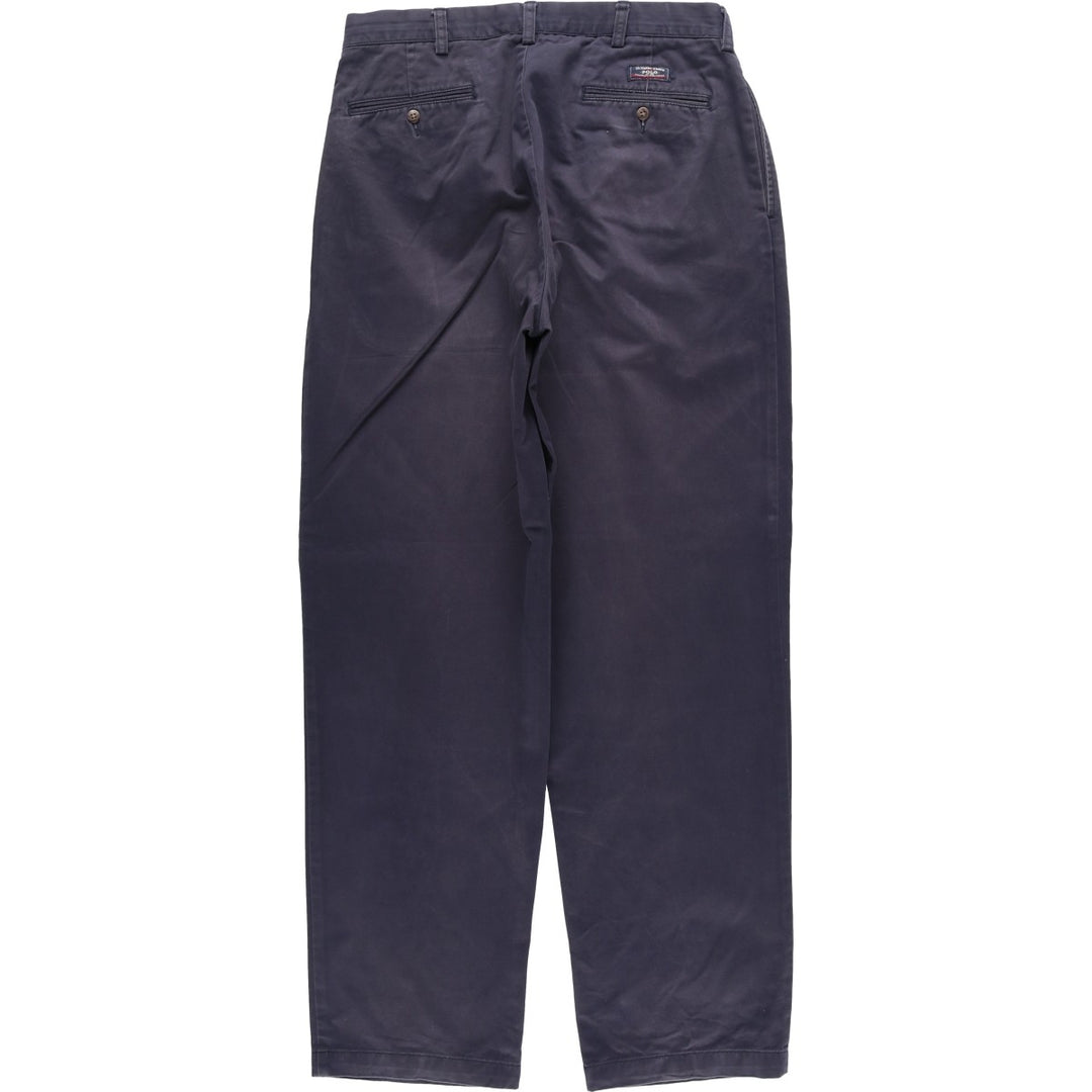 Ralph Lauren POLO by Ralph Lauren ANDREW PANT Two-pleat chino pants for men, equivalent to W34 cotton navy blue type Vintage Second Hand