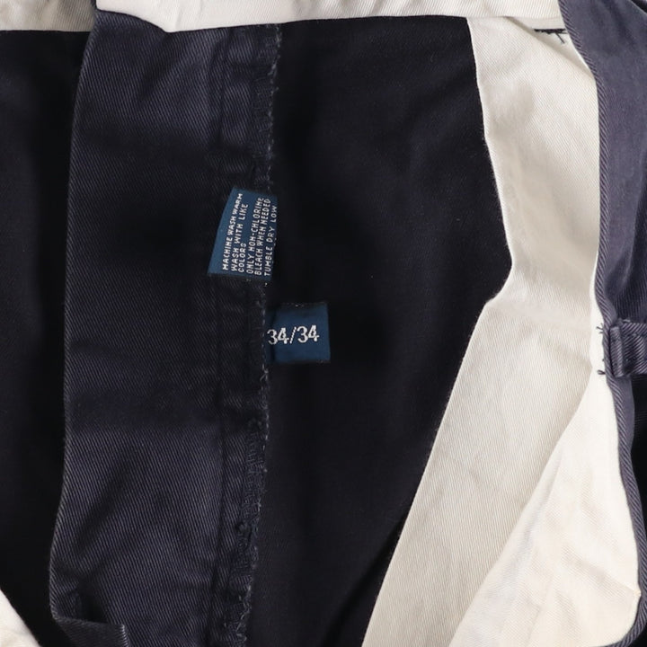 Ralph Lauren POLO by Ralph Lauren ANDREW PANT Two-pleat chino pants for men, equivalent to W34 cotton navy blue type Vintage Second Hand