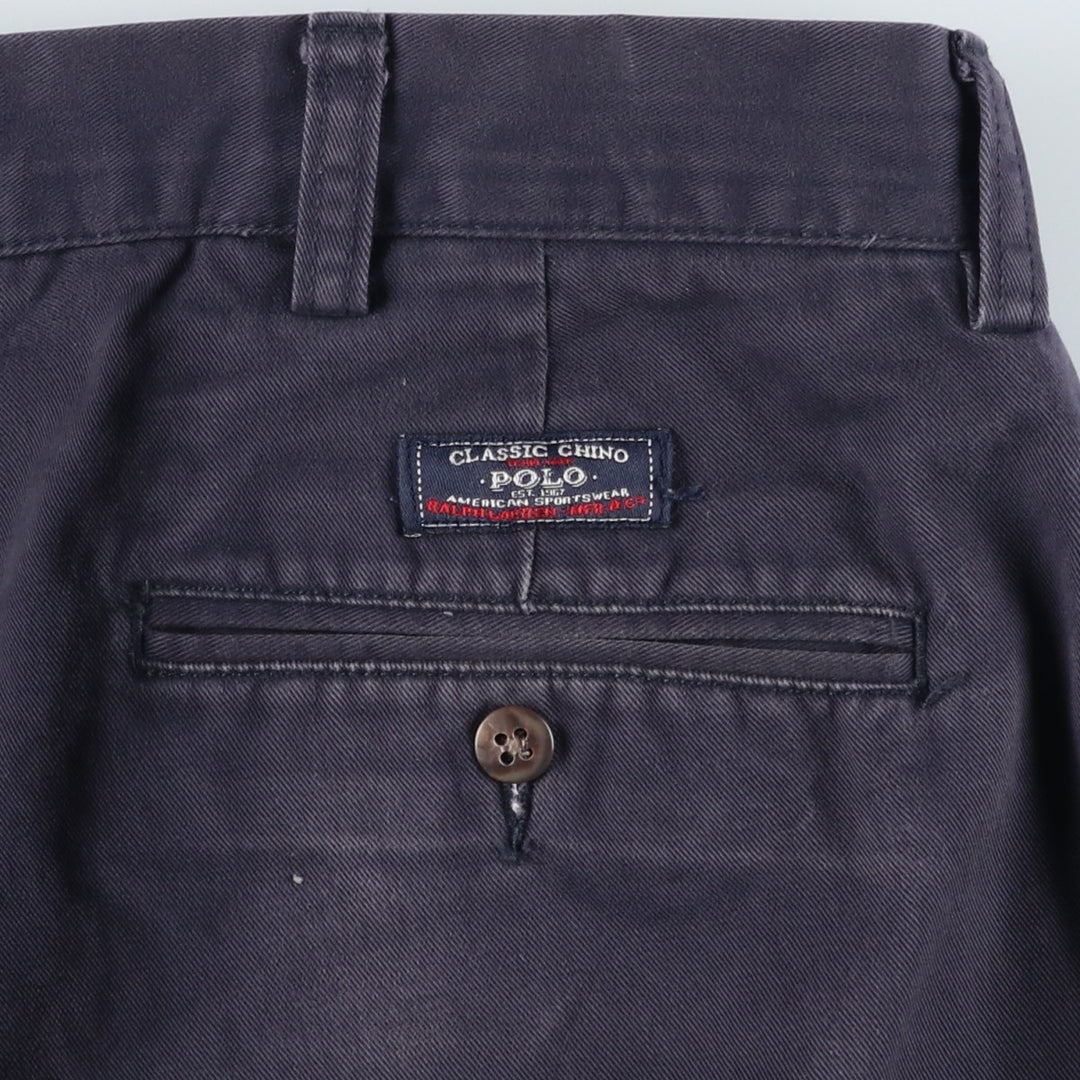 Ralph Lauren POLO by Ralph Lauren ANDREW PANT Two-pleat chino pants for men, equivalent to W34 cotton navy blue type Vintage Second Hand