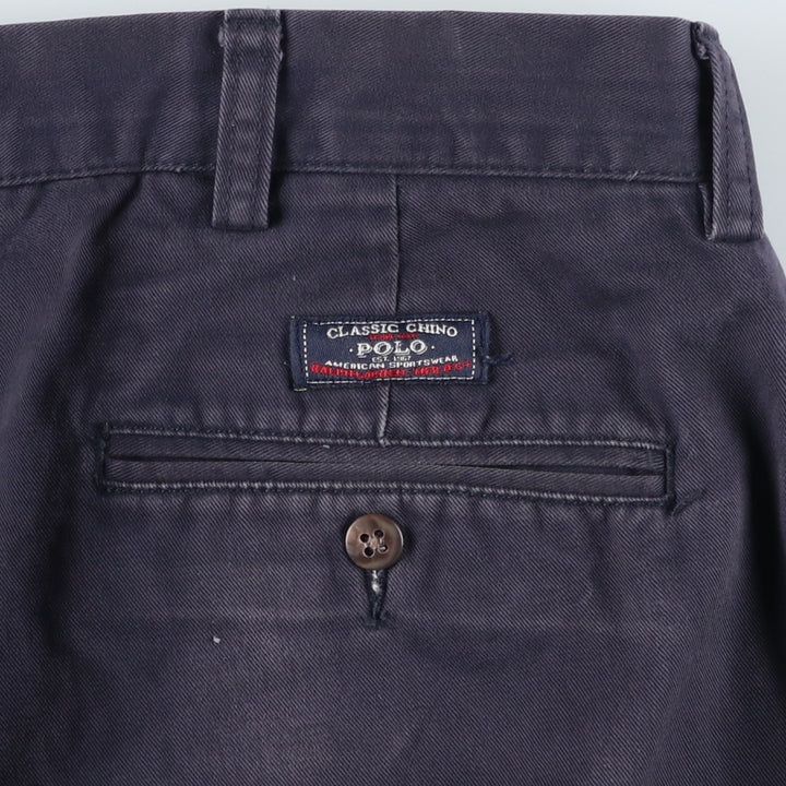 Ralph Lauren POLO by Ralph Lauren ANDREW PANT Two-pleat chino pants for men, equivalent to W34 cotton navy blue type Vintage Second Hand