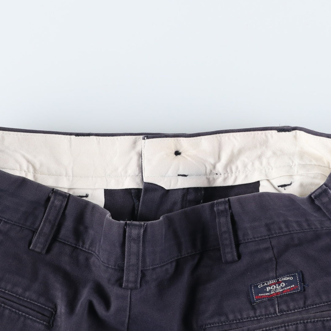 Ralph Lauren POLO by Ralph Lauren ANDREW PANT Two-pleat chino pants for men, equivalent to W34 cotton navy blue type Vintage Second Hand